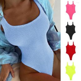 Women's Swimwear Beach Vacation Swimsuit Quick-drying Stylish Candy Color Monokini Backless One-piece For Women Summer
