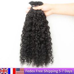Extensions I Tip Hair Extensions Human Hair Water Wave Microlink Hair Extensions Remy Curly Black 1.5cm 1226inch 50strands/pack
