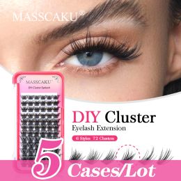Eyelashes 5cases/lot MASSCAKU 72 Volume DIY Clusters Lashes Extension Natural Soft Dovetail Segmented Individual False Eyelash Bundles