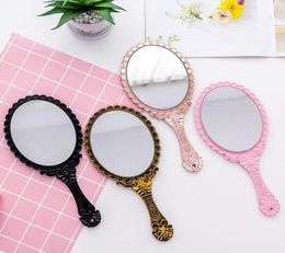 Vintage Handhold Plastic Makeup Mirror Oval Shaped Cosmetic Hand Held Mirror for Lady Women Party Favor Gifts3485706