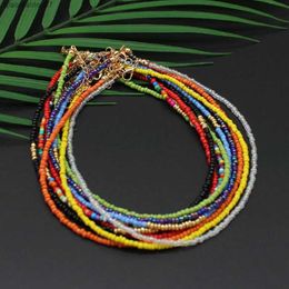 Pendant Necklaces Bohemia Handmade Rainbow Seed Beads Simple Choker Necklace Womens Fashion Wild Sweet Colourful Collar Jewellery GiftL2403L2403