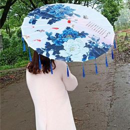 Umbrellas Prop Umbrella Women Ribbon Tassels Ancient Costume Cheongsam Hanfu Show Classical Silk Dance