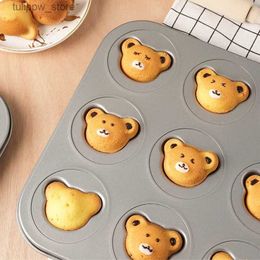 Baking Moulds 3D Kawaii Bear Panda Cake Baking Mould Multi Holes Nonstick Waffle Dessert Toast Bake Tray Cake Decorating Baking Accessories L240319