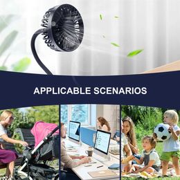 Electric Fans Portable Mini Clip Walk Fan 3 Speed Settings Flexible Battery For Usb Quiet Desk Fan 240319