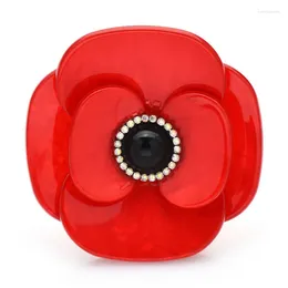 Brooches Wuli&baby Acrylic Flower For Women Unisex Classic Red Beauty Party Office Brooch Pin Gifts