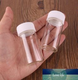 24pcs 3060mm 25ml Transparent Glass perfume Spice Bottles with White Plastic Screw Cap Tiny Jar Vials DIY Craft4639865