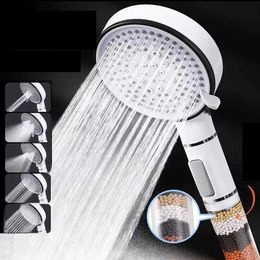 Bathroom Shower Heads 5 Modes High Pressure Shower Head Anti Limestone Filter Hygienic Remove Calcario Shower with Holder and Hose Bath Accessories Y240319