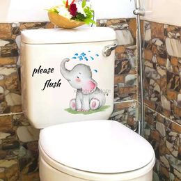 Toilet Stickers Animals cartoon elephant toilet stickers flush toilet seat stickers with decor vinyl sticker reminder 240319