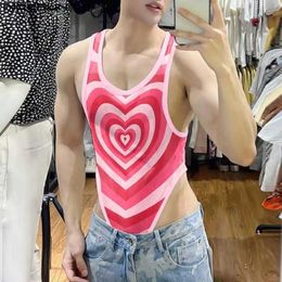 Men's Tank Tops 2023 Men Bodysuits Printing O-neck Sleeveless Skinny Sexy Male Rompers Tank Tops Summer Fashion Bodysuit Pajamas S-5XL L240319