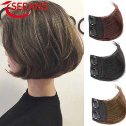 Synthetic Wigs SEEANO Synthetic Hair Pad Invisible Seamless Hair Clip Natural Hair Top Side Cover Wig Piece New Fashion 240328 240327