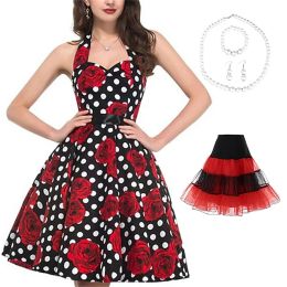 Retro 1950er Jahre Rock A-Linie Kleid Tutu Flare Kleid Audrey Hepburn Damen Abendpartykleid