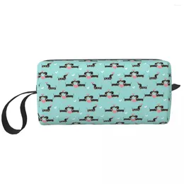 Storage Bags Custom Sausage Dog Travel Cosmetic Bag For Women Dachshund Toiletry Makeup Organiser Lady Beauty Dopp Kit