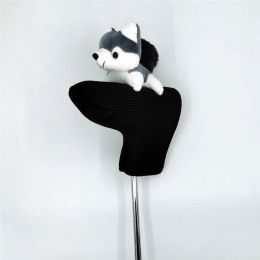 Clubs Husky dog golf putter head cover knit & plush handmade magnetic golf putter headcover 3 colors