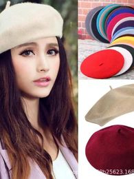 Berets Hat Wool Beret Female Autumn/Winter British Versatile Autumn Candy Painter Octagonal Bud