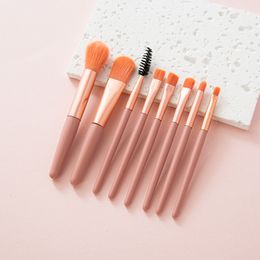 Conjunto de mini pincéis de maquiagem Macaron de 8 peças, ferramentas de beleza para iniciantes, sombra portátil, blush em pó, conjunto completo de pincéis