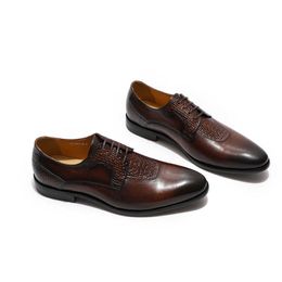 HBP Non-Brand Customizable Special design stylish black patent derby shoes patent leather brown oxford leather sole shoes for men