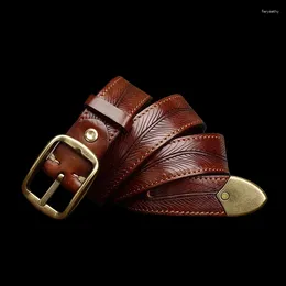 Belts Fashion Thick And Wide Double-sided Genuine Leather Belt With Brass Buckle For Men 3.8cmfashion Beltfashion
