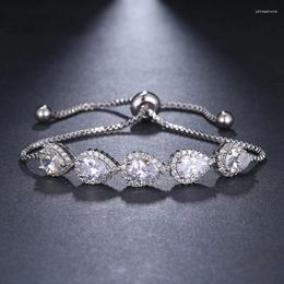 Link Bracelets Fashion Accessories Luxury Zircon Bracelet For Women Water Drop CZ Crystal Cubic Zirconia Wedding Jewelry