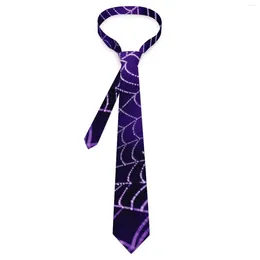 Bow Ties Halloween Tie Purple Spider Web Cool Fashion Neck For Men Women Cosplay Party Quality Collar Custom Necktie Accessories