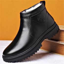 Boots Winter New Genuine Leather Men's Boots Natural Fur Warm Ankle Boots Working Men Footwear Waterproof Snow Boots