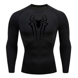 Compression Shirt Mens TShirt Long Sleeve Black Top Fitness Sunscreen Second Skin Quick Dry Breathable Casual long 4XL 240312