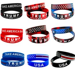 9 Styles Trump 2024 Silicone Bracelet Party Favour America Flag Great Wristband 0417A