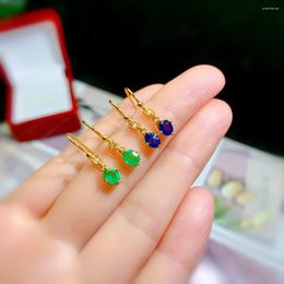 Dangle Earrings Natural Emerald Sapphire Sterling Silver 925 Women's Wedding Gems Certified Jewellery Boutique