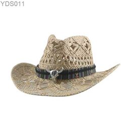 Wide Brim Hats Bucket Cowboy Hat Western for Women Beach Cowgirl Str Summer Sun Luxury Handmade Sombrero Hombre 240319