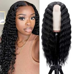 Synthetic Wigs Curly Wig Long Wigs for Black Women Deep Wave Lace Front Wig Simulated Scalp Middle Part Synthetic Natural Crimps Curls Hair 240329