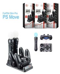 Yoteen 4 In 1 PS4 Slim Pro for SONY Playstation 4 PS VR PS Move Motion Controllers Charger Charging Station Dock Storage Stand1954840