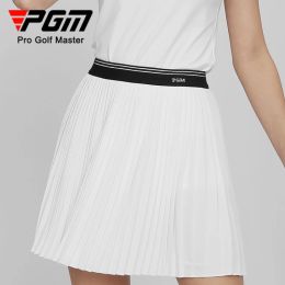 Shorts PGM Women's Golf Skirt Summer Quickdrying Sports Skirt Elastic Belt Bright Diamond Pleated Skirt QZ088