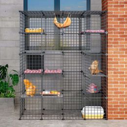 Eiiel DIY Enclosure Outdoor Cage Cat House 6 Jumping Platforms for Play Catio with Large Entrance Easy to Clean