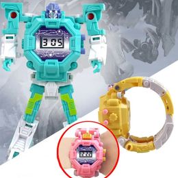 Childrens Deformation Robot Watch Toy Boy Girl Model Sports Electronic Watches Toy Kid Student Birthday Gift Wristwatch Toys 240305