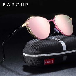 Sunglasses BARCUR Luxury Polarized Sunglasses Women Round Sun Glassess Ladies Lunette De Soleil FemmeL2403