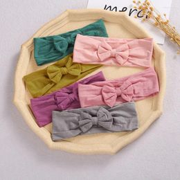 Hair Accessories Solid Colour Baby Headband Bowknot Bands For Child Girls Wide Nylon Turban Elastic Headwrap Infant