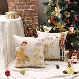 Pillow Merry Christmas Nutcracker Throw Pillowcase Winter Holiday Party Cover Sofa Decoration 45x45 Case