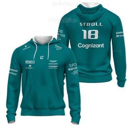 Men's Hoodies Sweatshirts 2024 Hot selling F1 Formula One racing team green zipper pullover men's/women's racing extreme sports race clothing