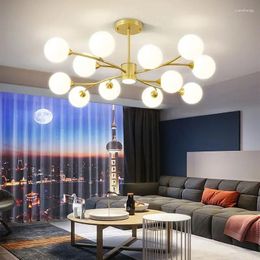 Chandeliers Nordic Glass Ball Led Ceiling Chandelier Gold Black For Living Room Bedroom El Hall Pendant Lights Home Decor Lusters Fixture