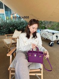 Genuine Leather Handbag BK L 2023 Upgraded Cowhide Sea Anemone Purple Bag One Shoulder Crossbody Womens Bag