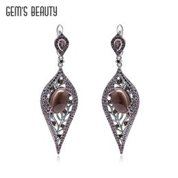 GEMS BEAUTY Natural 925 Sterling Silver Smoky Quartz Earring Coffee Beans Inspired Design Eardrop Fine Jewellery For Women Gift 240311