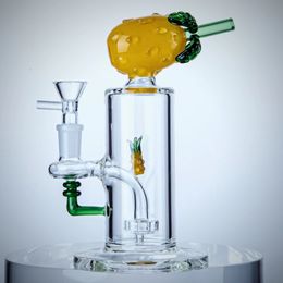 Fashion Pineapple Shape Glass Bongs Showerhead Perc Hookahs Thick Quality Water Pipes 14 mm Female Joint Dab Rigs Fruit in the Bong DHL20092