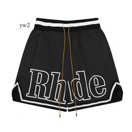 RHUDE Men Breathable Beach Shorts Men Women Casual Mesh Track Breathable Oversize Rhude Shorts Waist Drawstring Shorts Free Shipping for Black and White Shorts 3437