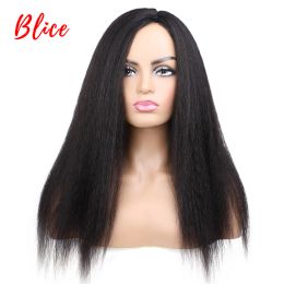 Wigs Blice Long Kinky Straight Synthetic Hair Wigs Skin Topper For African American Women 1822 Inch Kanekalon Afro Wig All Colour