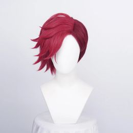 Wigs Game The Piltover Enforcer LOL Arcane Vi Cosplay Wig VI 30cm Deep Rose Short Heat Resistant Synthetic Hair