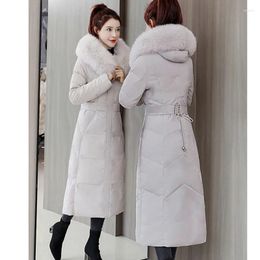 Women's Down Parker Women Winter Coat 2024 Korean Long Cotton Jacket Slim Plus Size Hooded Warm Padded Female Overcoat