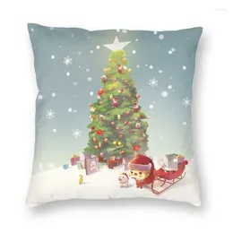Pillow Santa Claus With Christmas Tree Cover Sofa Living Room Xmas Square Throw Case 45x45cm