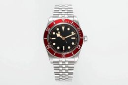 TOP New Luxury Casual Men's Watch Automatic Movement Blakc Dial Sappphire Glass Red Bezel Stainless Steel Diameter 41mm Well Waterproof