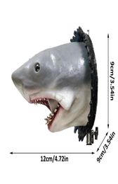 Decoration Mounted Shark Head Decor Hand Painted Art Sculpture Key Storage Wall Pendant 2207128469828