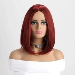 Synthetic Wigs Womens Medium Parted Short Hair Bob Synthetic Wig Halloween Wig Cosplay Accessories Heat Resistant High Temperature Wire 240328 240327