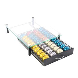 Nespresso Vertuo Pod Holder Drawer Coffee Pod Organiser Storage for Vertuoline Capsules Holder Glass Tray Dolce Gusto 40 Pods 240307